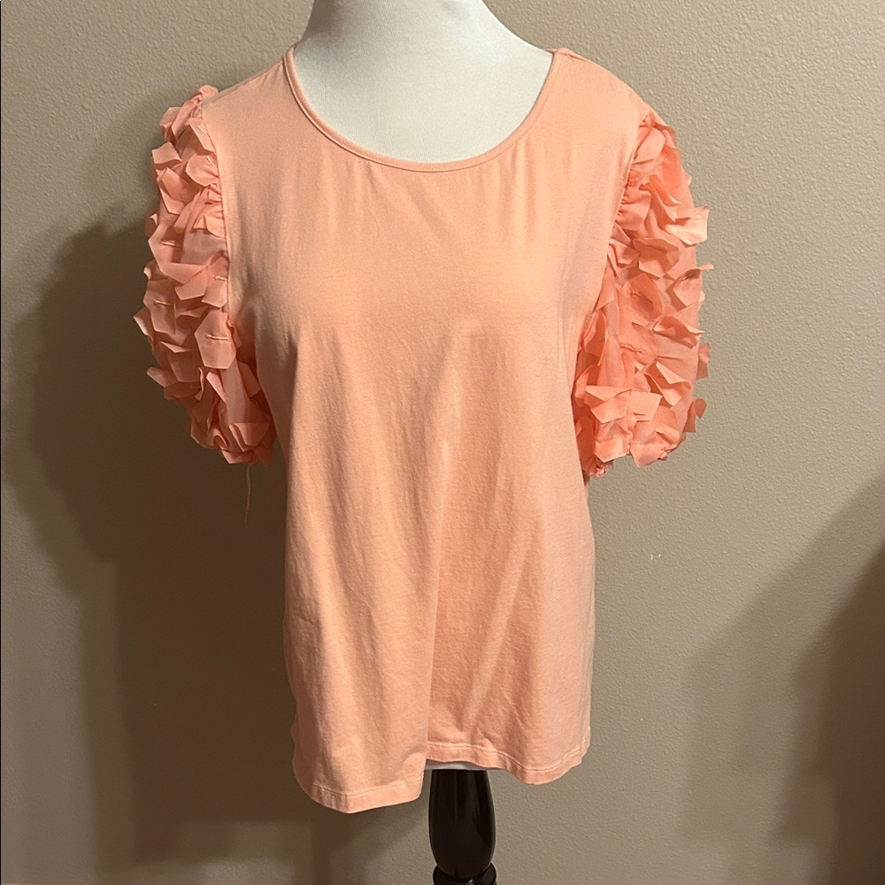 Peach Ruffle Sleeve Women's Jersey Top